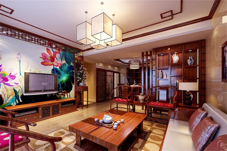 中式风格客厅家装装修设计效果图室内家庭房屋家居装潢二居室图片